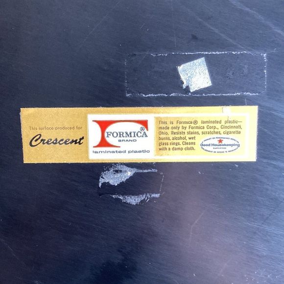 Vintage Crescent Silver Plated Rim Black Center Formica Serving Platter 14.25” - Picture 6 of 8